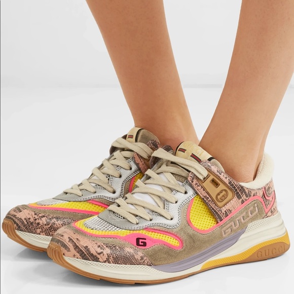 Gucci Shoes - NIB Gucci Ultrapace Snake-effect Leather Sneakers